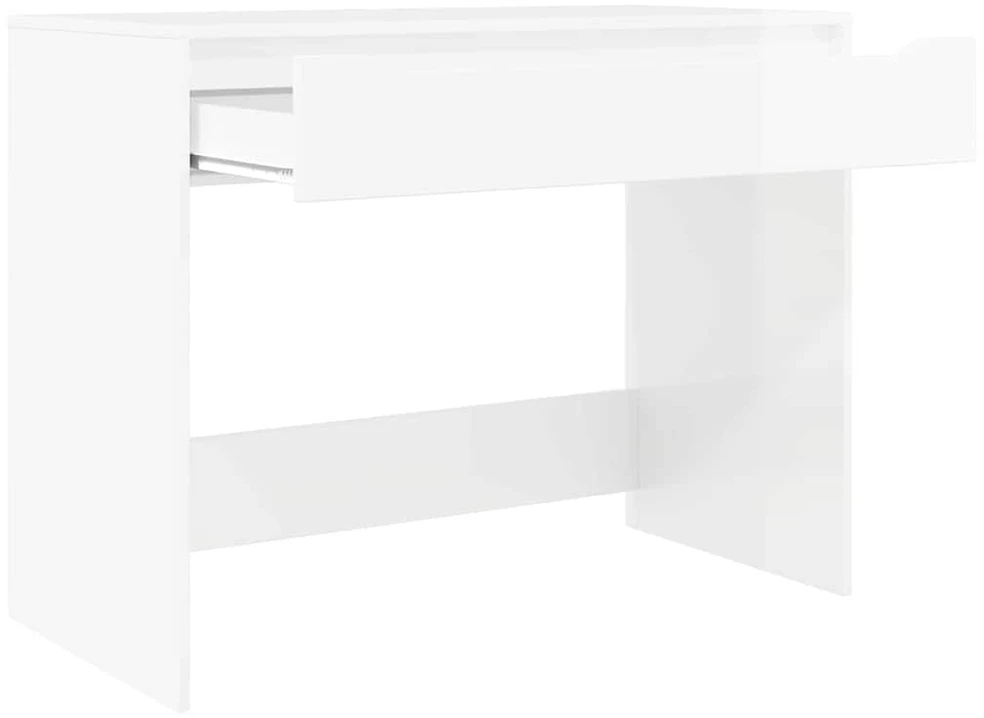 Stalas su stalčių Aukšto Blizgesio Baltas 100 x 50 x 78 cm