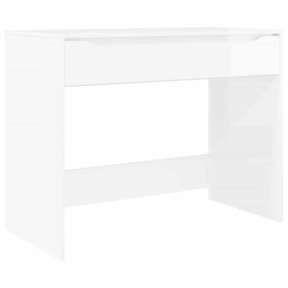 Stalas su stalčių Aukšto Blizgesio Baltas 100 x 50 x 78 cm