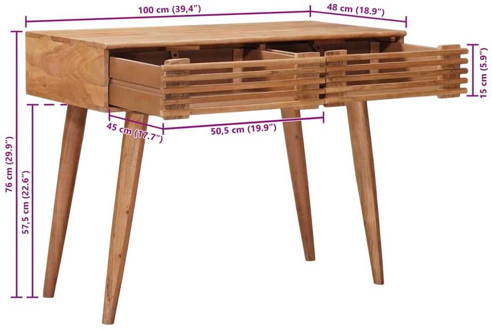Rankų darbo stalas Teak medžio rudas 100 x 48 x 76 cm