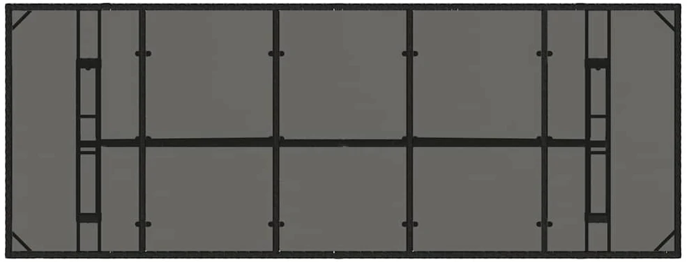 Stalas su stikliniu stalviršiu, juodas, 240x90x75cm, PE ratanas