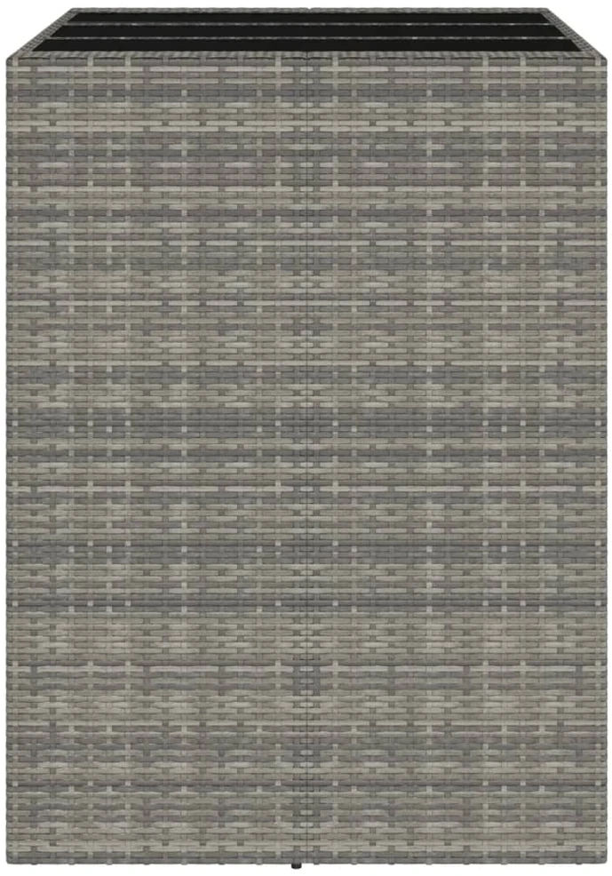 Stalas su stikliniu stalviršiu, pilkas, 105x80x110cm, ratanas