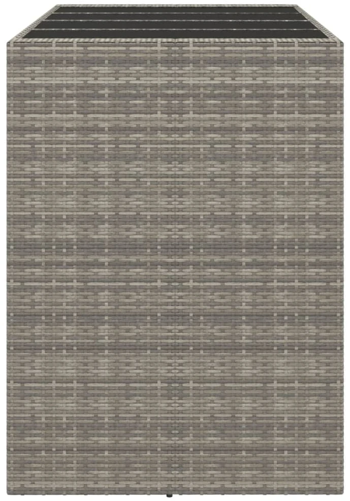 Stalas su stikliniu stalviršiu, pilkas, 145x80x110cm, ratanas