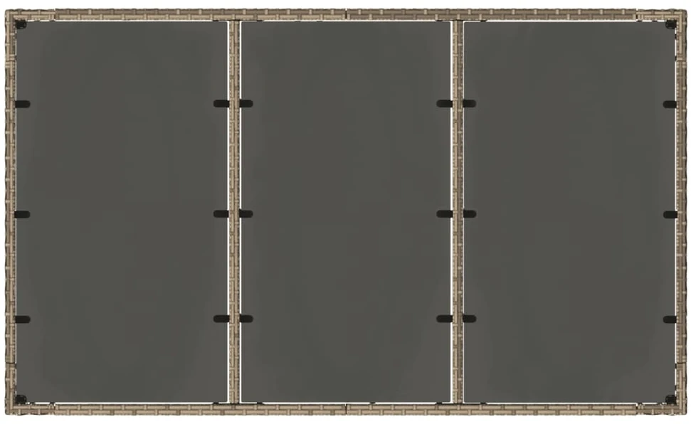 Stalas su stikliniu stalviršiu, pilkas, 150x90x75cm, ratanas