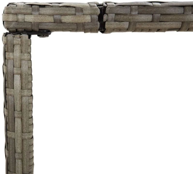 Stalas su stikliniu stalviršiu, pilkas, 180x70x110cm, ratanas