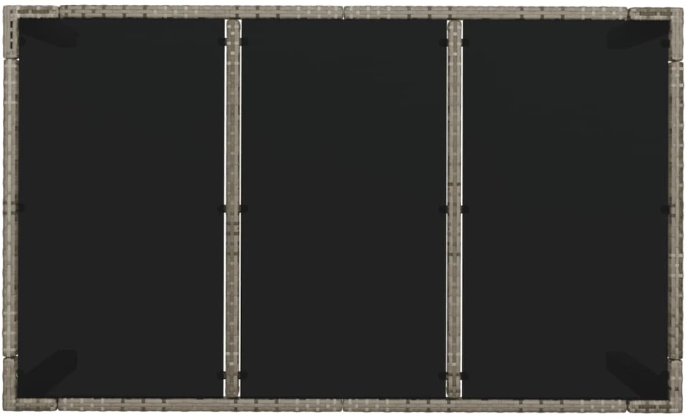 Stalas su stikliniu stalviršiu, pilkas, 150x90x75cm, ratanas