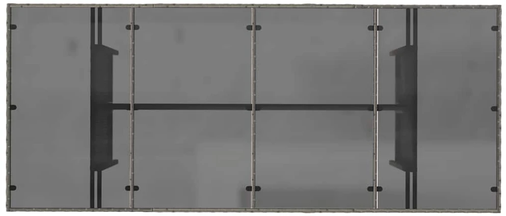 Stalas su stikliniu stalviršiu, pilkas, 190x80x74cm, PE ratanas
