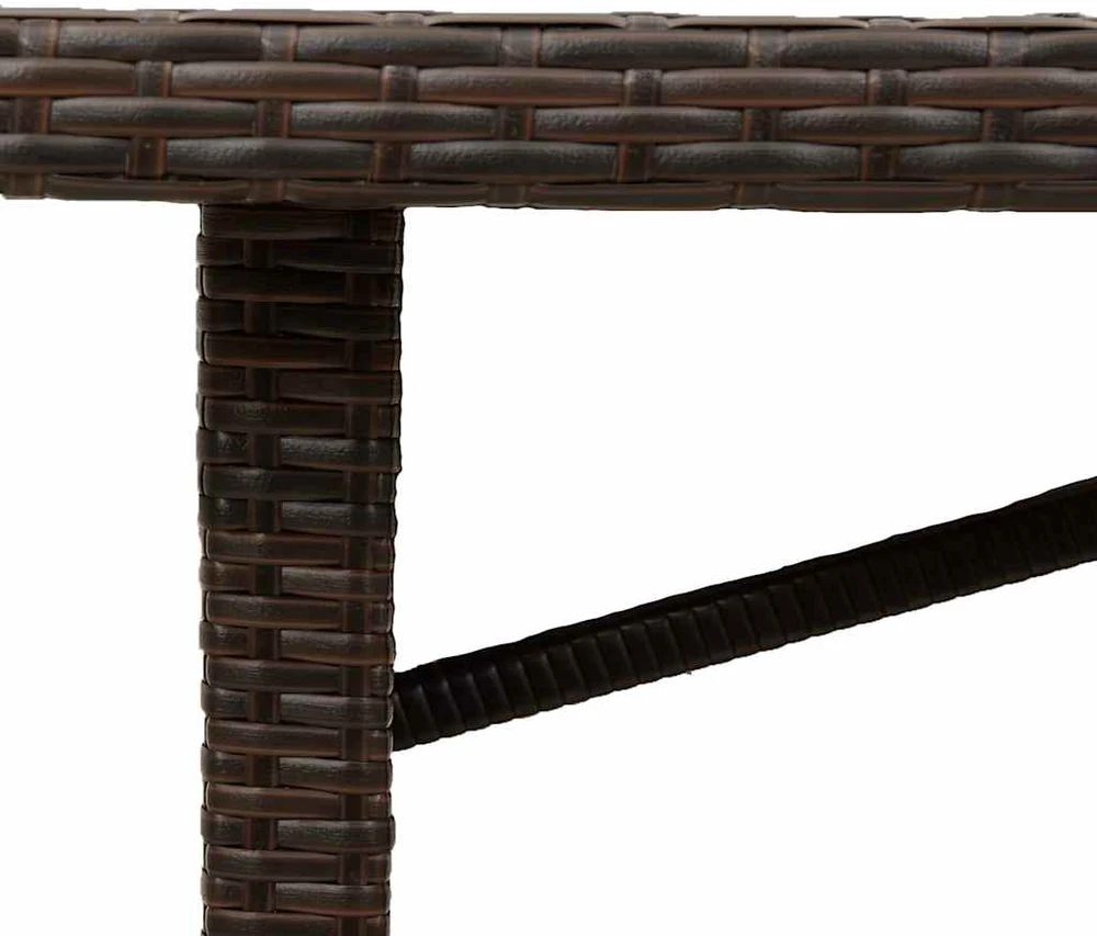 Stalas su stikliniu stalviršiu, rudas, 190x80x75cm, poliratanas