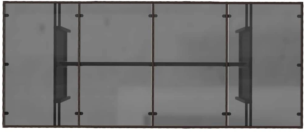 Stalas su stikliniu stalviršiu, rudas, 190x80x75cm, poliratanas