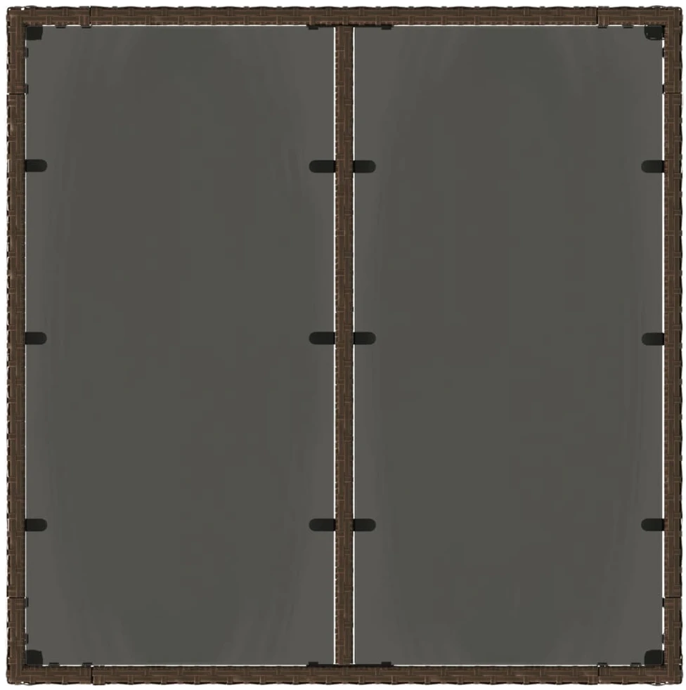 Stalas su stikliniu stalviršiu, rudas, 90x90x75cm, poliratanas