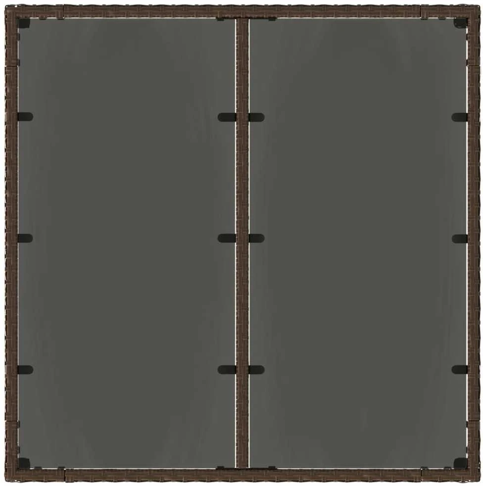 Stalas su stikliniu stalviršiu, rudas, 90x90x75cm, poliratanas