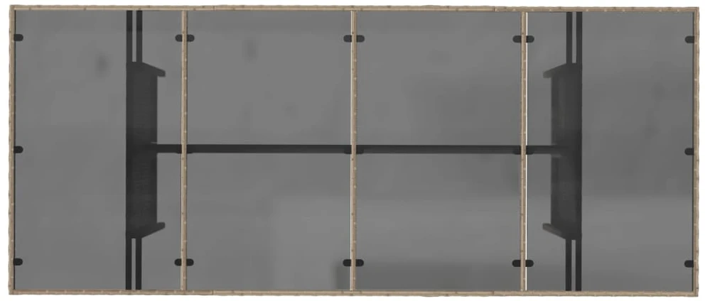 Stalas su stikliniu stalviršiu, smėlio, 190x80x74cm, PE ratanas