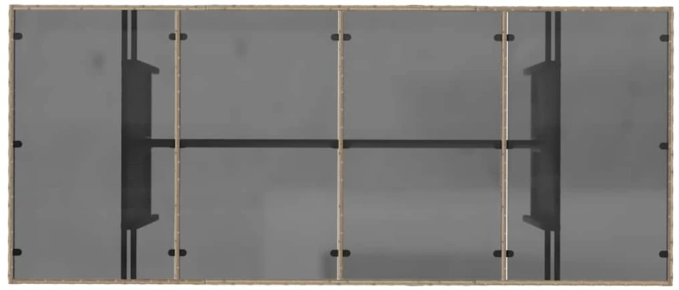 Stalas su stikliniu stalviršiu, smėlio, 190x80x75cm, PE ratanas