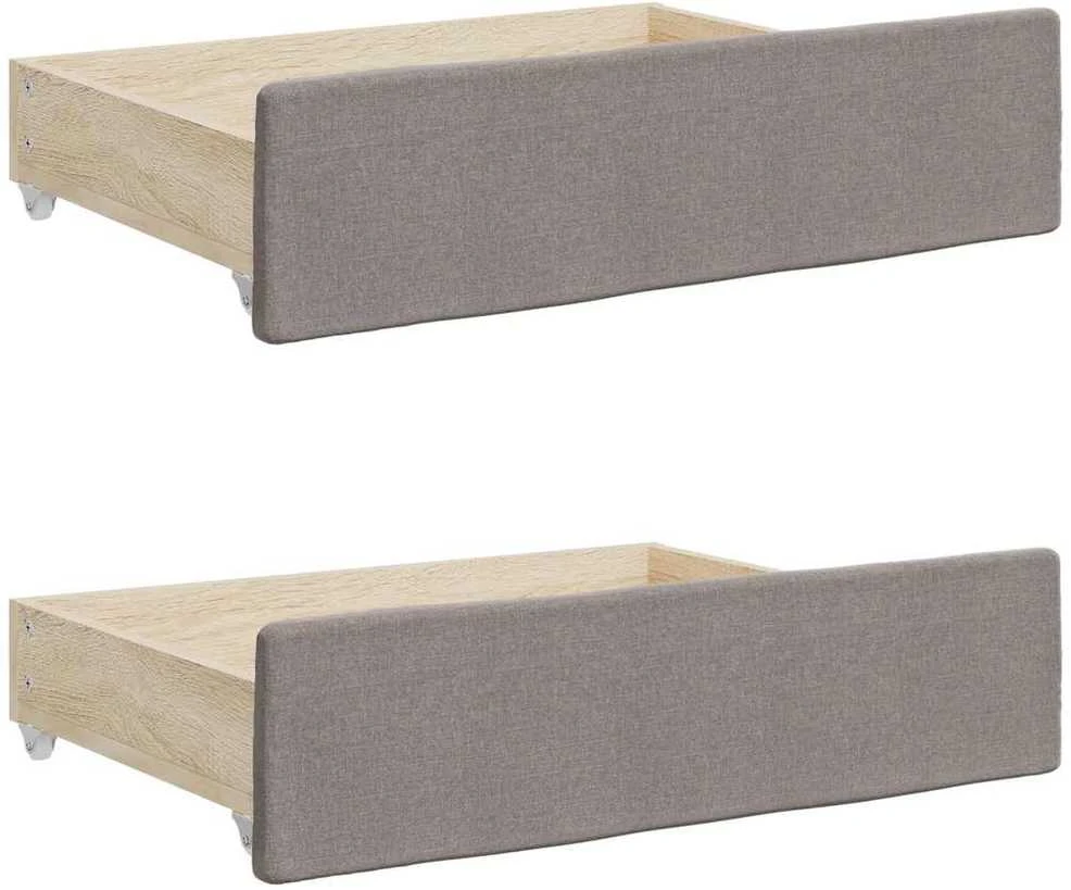 Stalčiai po lova, 2vnt., taupe, apdirbta mediena ir audinys