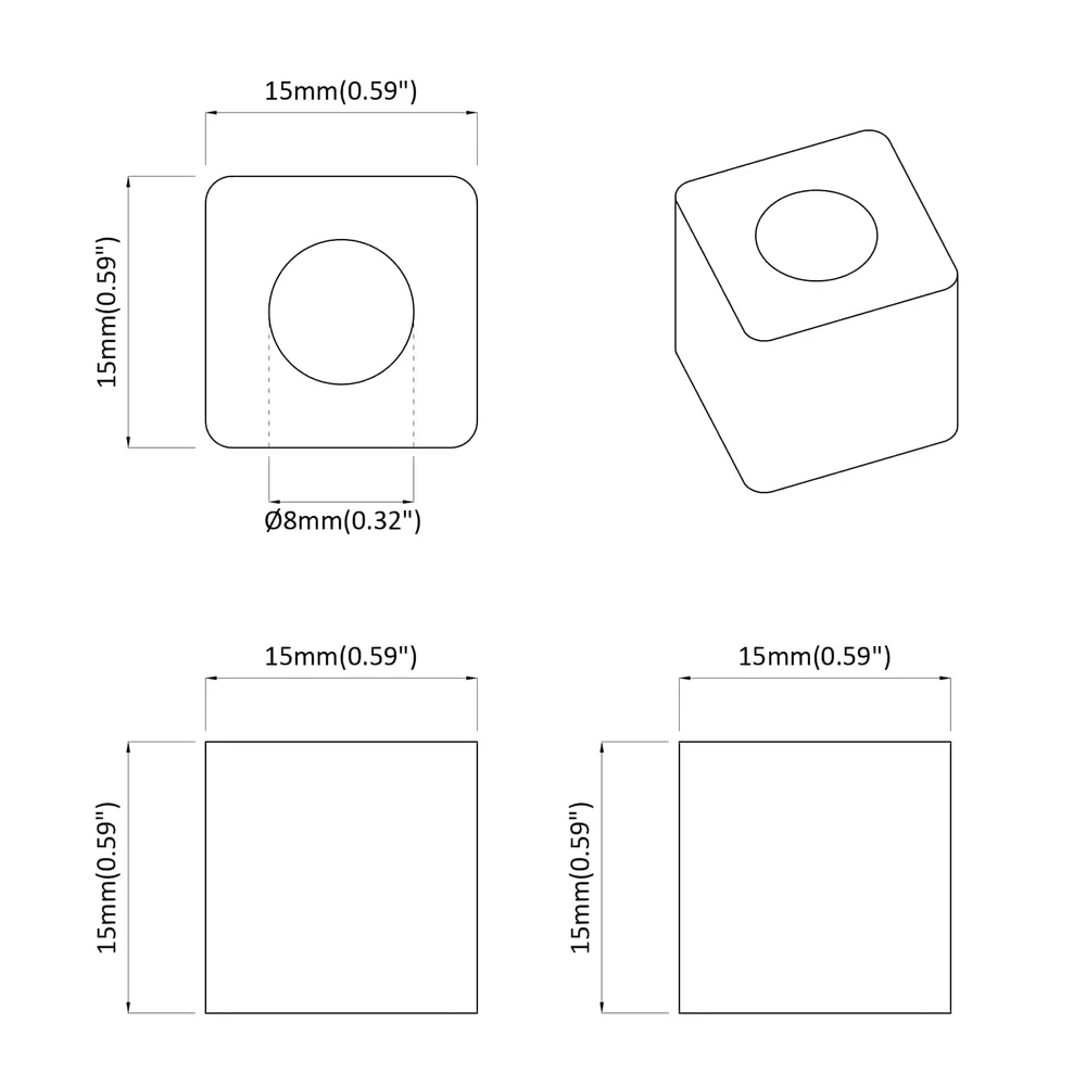 Stalčiaus laikiklis 12 vnt. Juoda 15 x 15 x 15mm PP kopolimeras