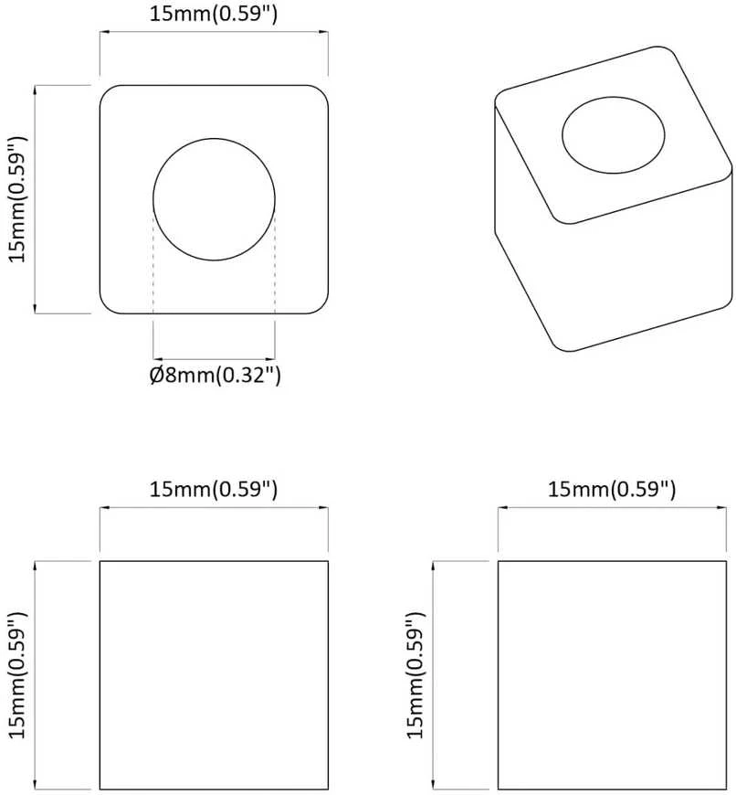 Stalčiaus laikiklis 2 vnt. Juoda 15 x 15 x 15mm PP kopolimeras