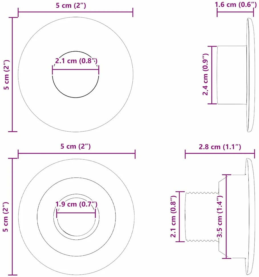 Stalo futbolo guoliai 10 vnt. Juoda 5 x 5 x 2,8 cm PP