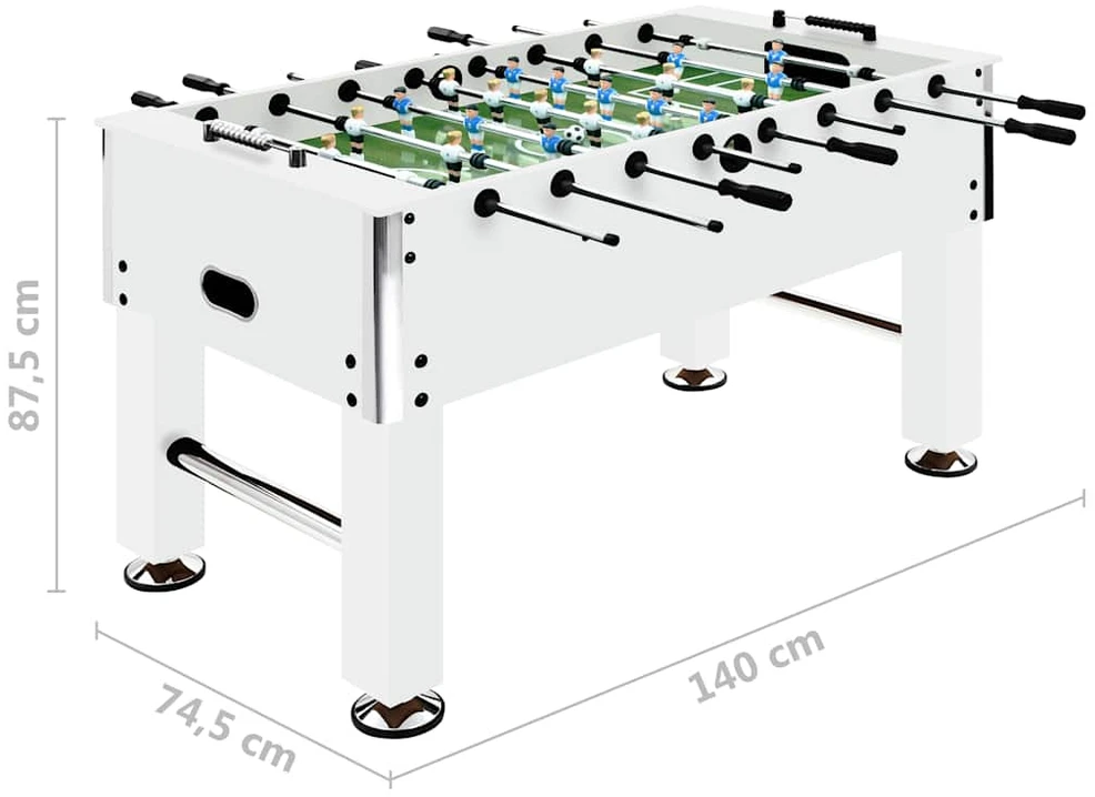 Stalo futbolo stalas, baltas, 140x74,5x87,5cm, plienas, 60kg
