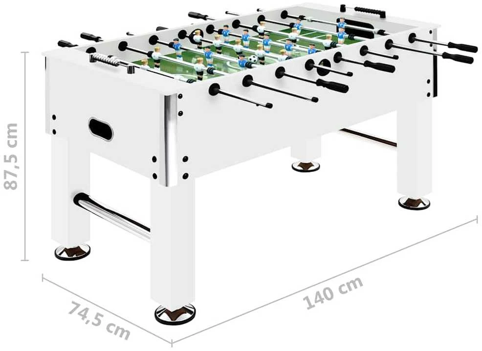 Stalo futbolo stalas, baltas, 140x74,5x87,5cm, plienas, 60kg
