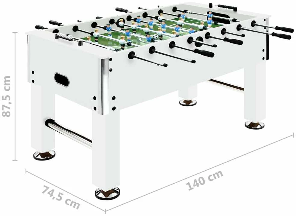 Stalo futbolo stalas, baltas, 140x74,5x87,5cm, plienas, 60kg