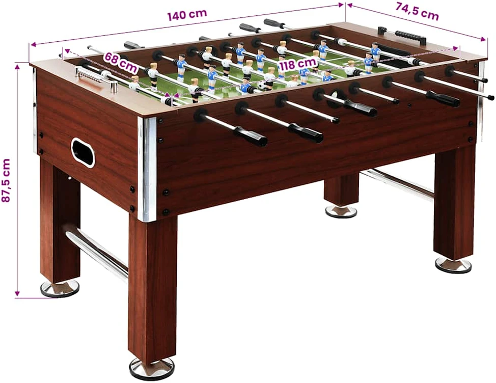 Stalo futbolo stalas, rudas, plienas, 60kg, 140x74,5x87,5cm