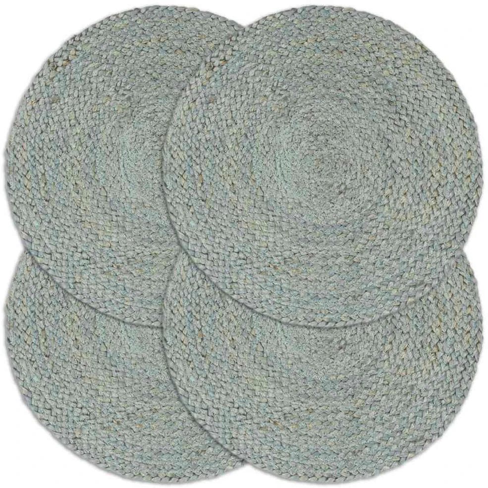 Stalo kilimėliai, 4 vnt., žali, 38cm, džiutas, apvalūs