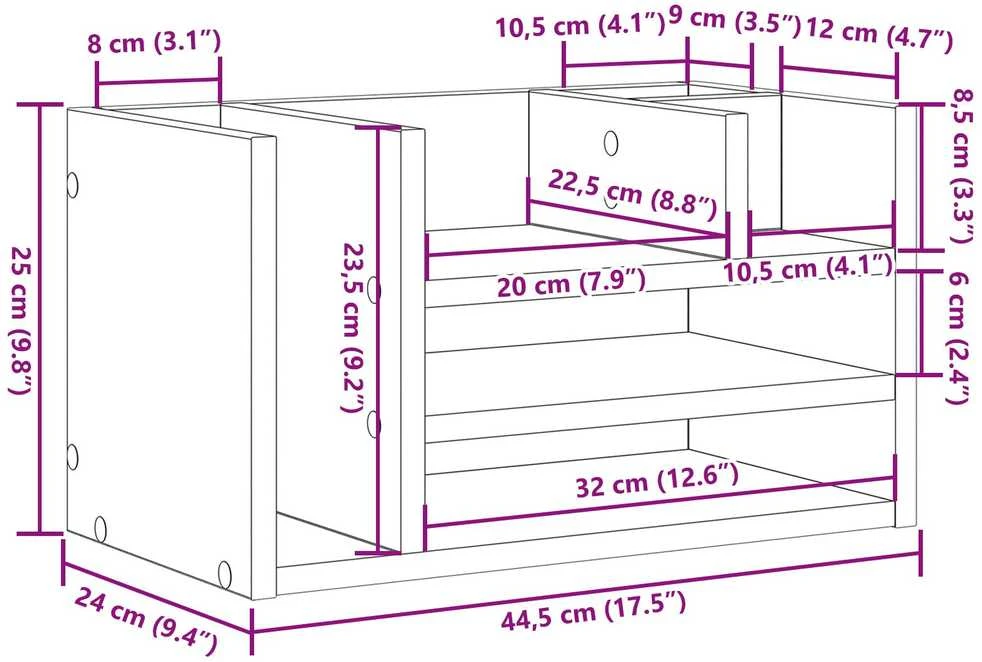 Darbo stalo organizatorius Artisano ąžuolo 44,5 x 24 x 25 cm