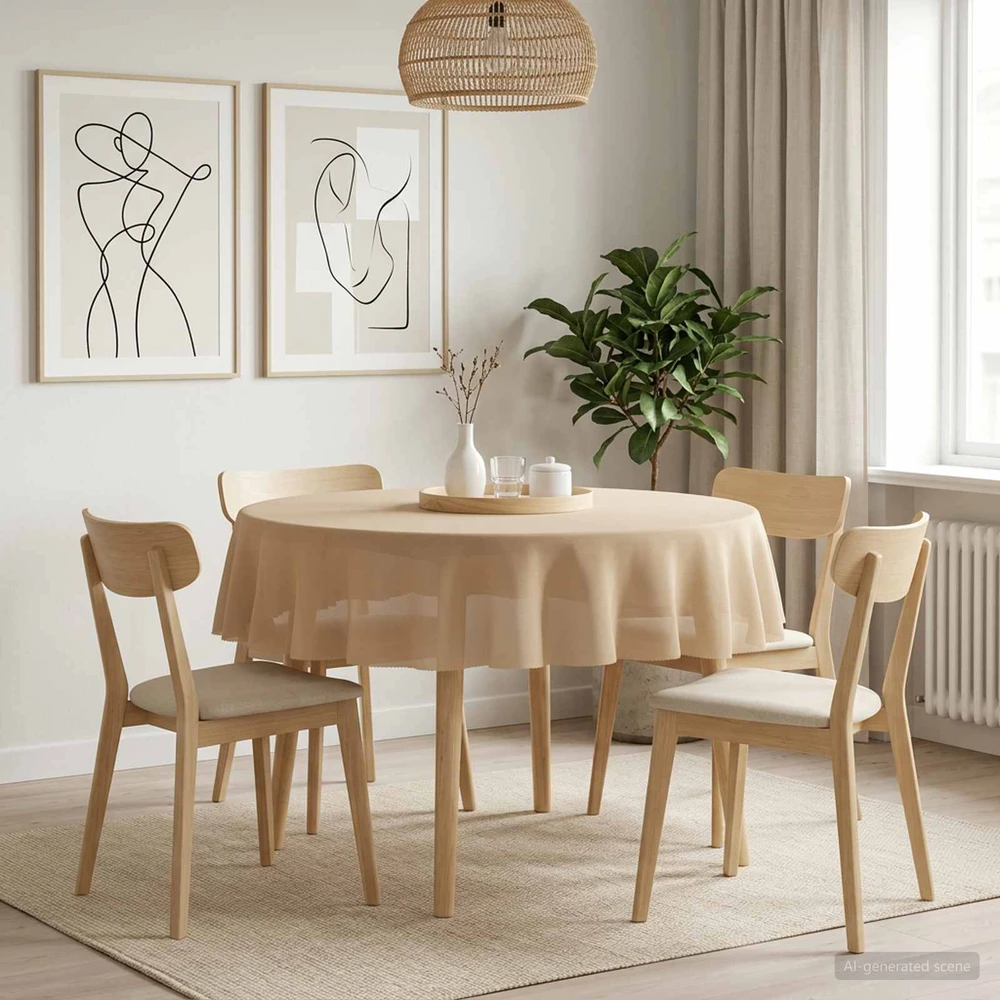 Stalo skraistė 5 vnt. Apvali Smėlio Ø 160 cm