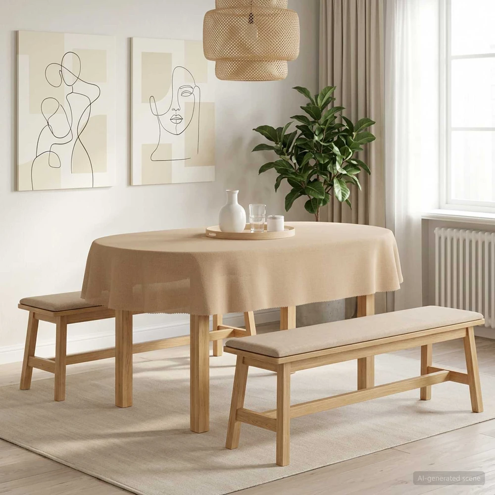 Stalo skraistė 5 vnt. Ovalo Smėlio 130 x 180 cm
