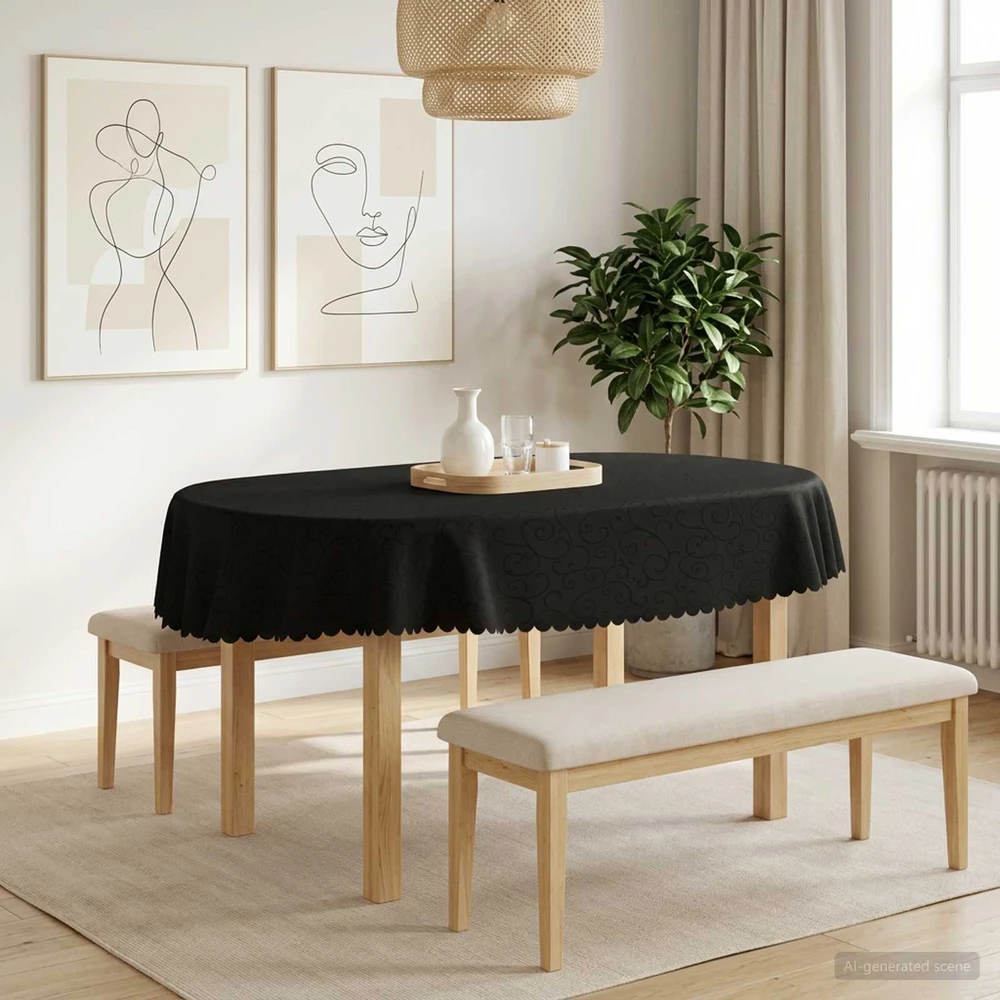 Stalo skraistė 5 vnt. Ovalo Tamsiai pilka 130 x 220 cm