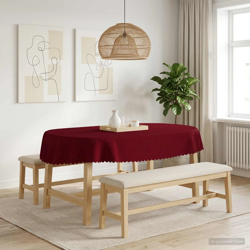 Stalo skraistė 5 vnt. Ovalo Vyno raudona 160 x 220 cm