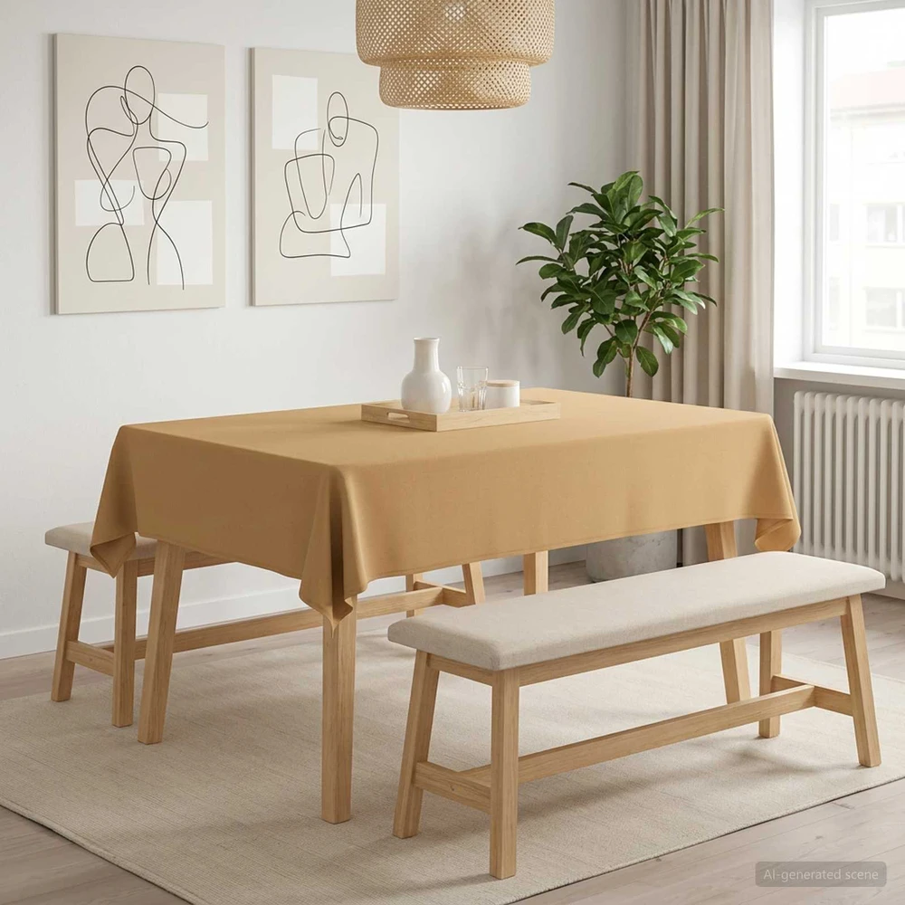 Stalo skraistė 5 vnt. Smėlio 140 x 160 cm Poliesteris