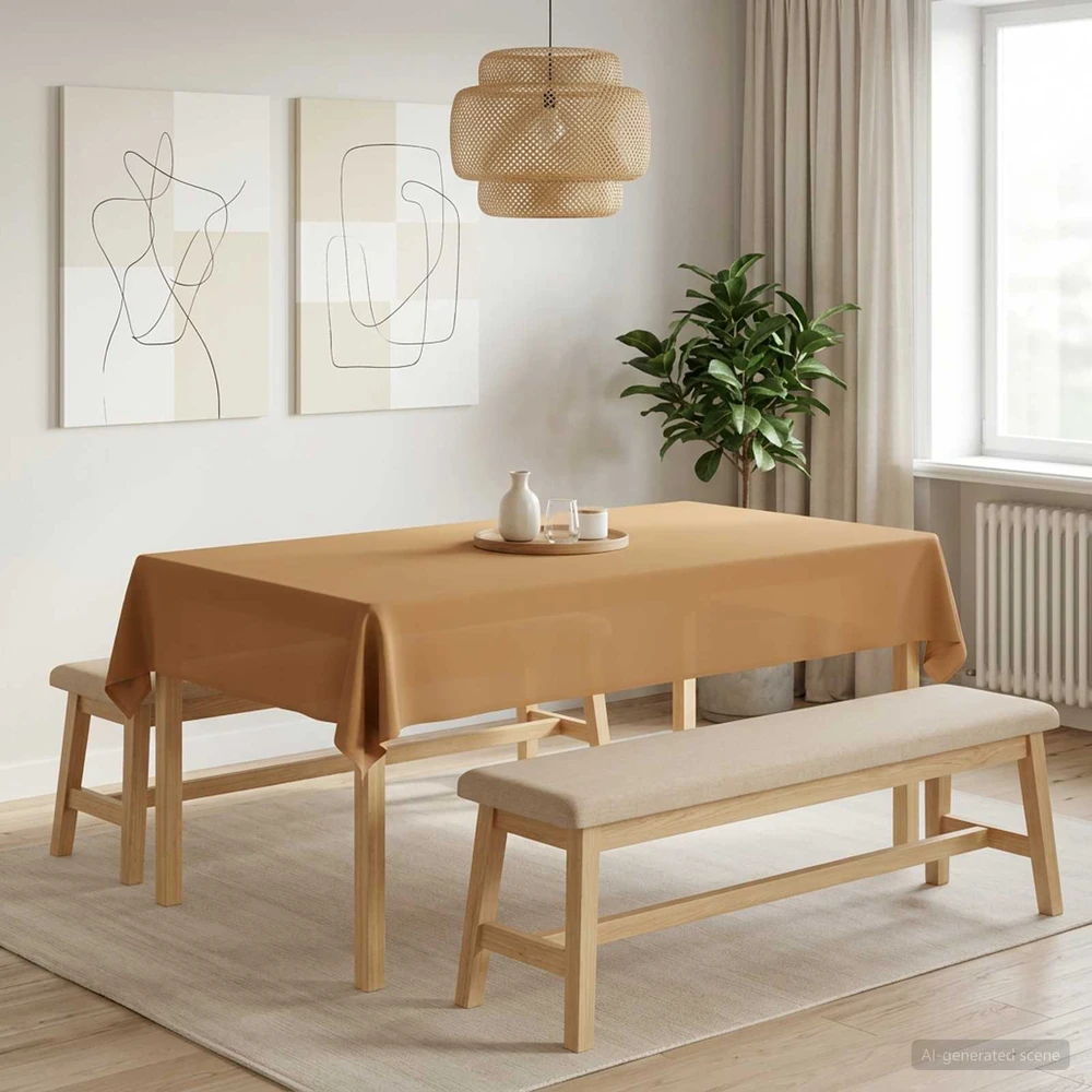 Stalo skraistė 5 vnt. Smėlio 140 x 200 cm Poliesteris