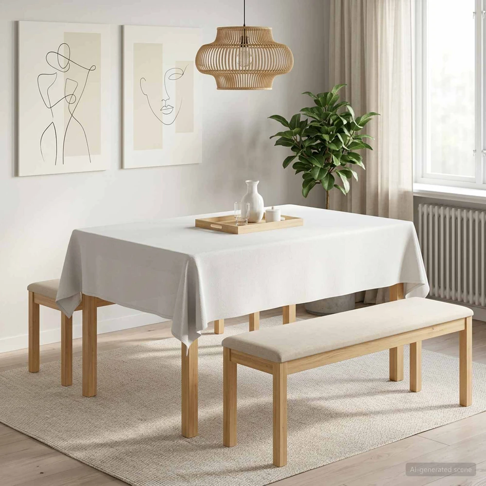 Stalo skraistė 5 vnt. Stačiakampio Balta 140 x 180 cm