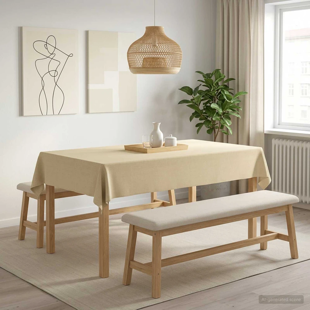 Stalo skraistė 5 vnt. Stačiakampio Kreminė balta 110 x 180 cm
