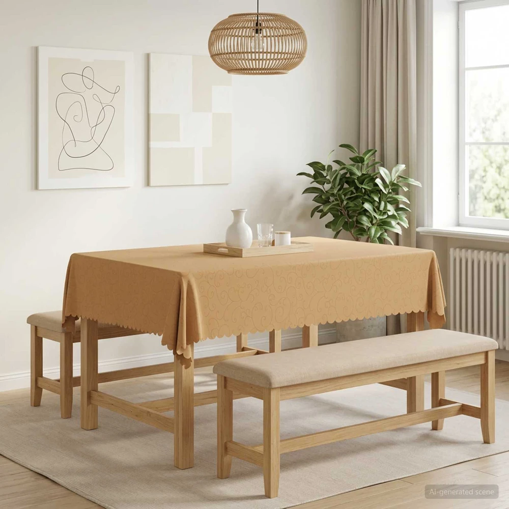 Stalo skraistė 5 vnt. Stačiakampio Smėlio 140 x 160 cm