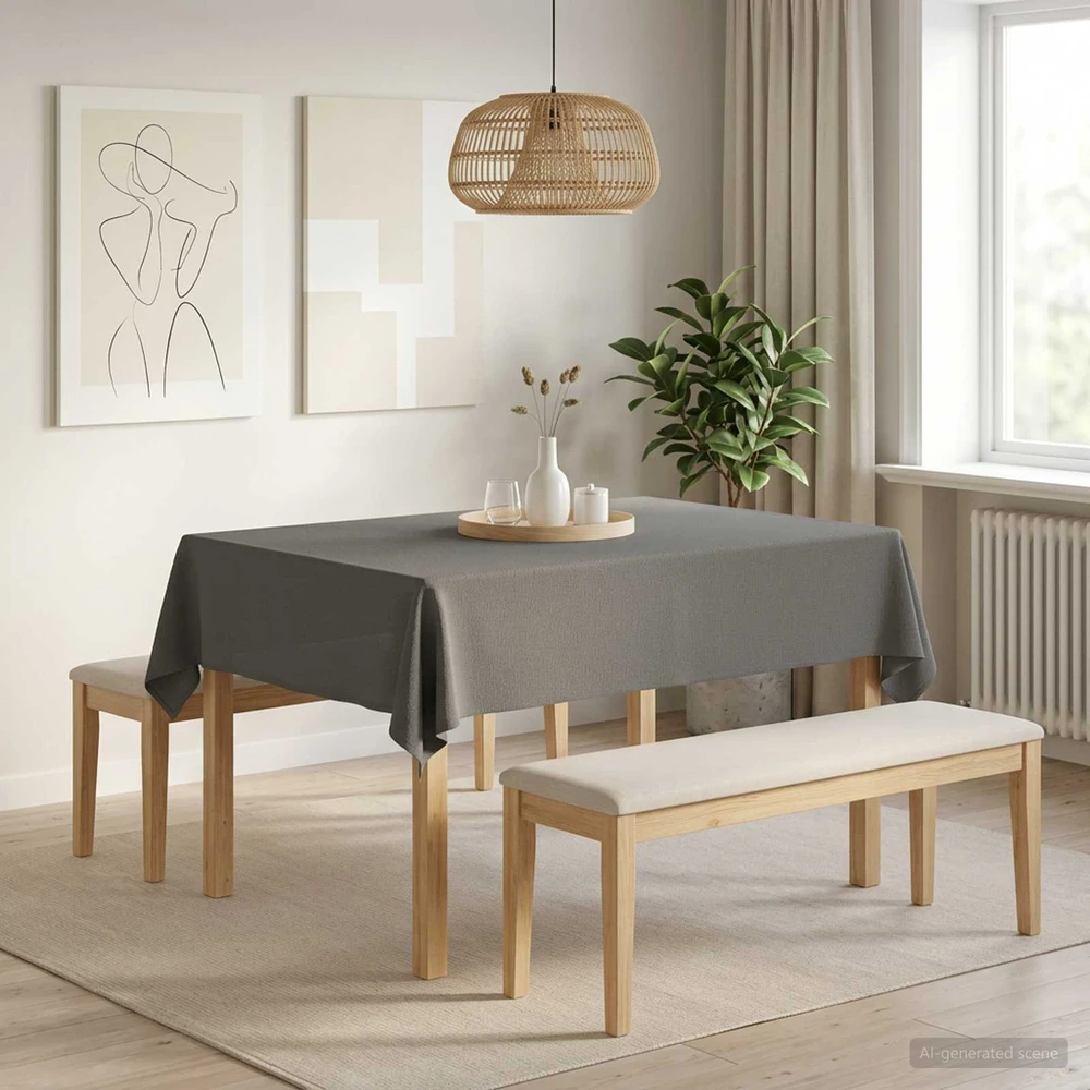 Stalo skraistė 5 vnt. Stačiakampio Šviesiai pilka 140 x 160 cm