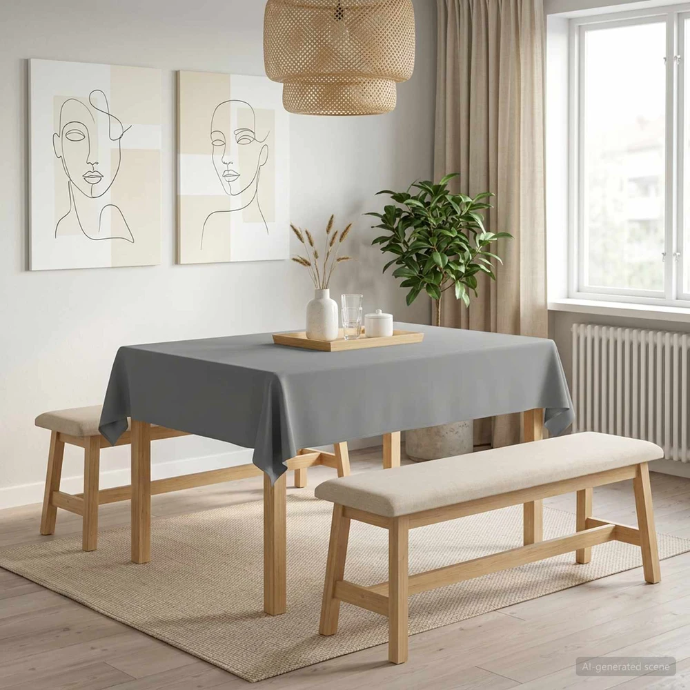 Stalo skraistė 5 vnt. Šviesiai pilka 140 x 160 cm Poliesteris