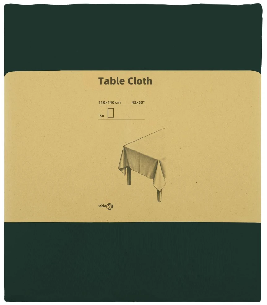 Stalo skraistė 5 vnt. Tamsiai žalia 110 x 160 cm Poliesteris