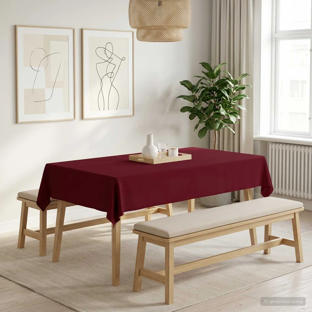 Stalo skraistė 5 vnt. Vyno raudona 140 x 260 cm Poliesteris