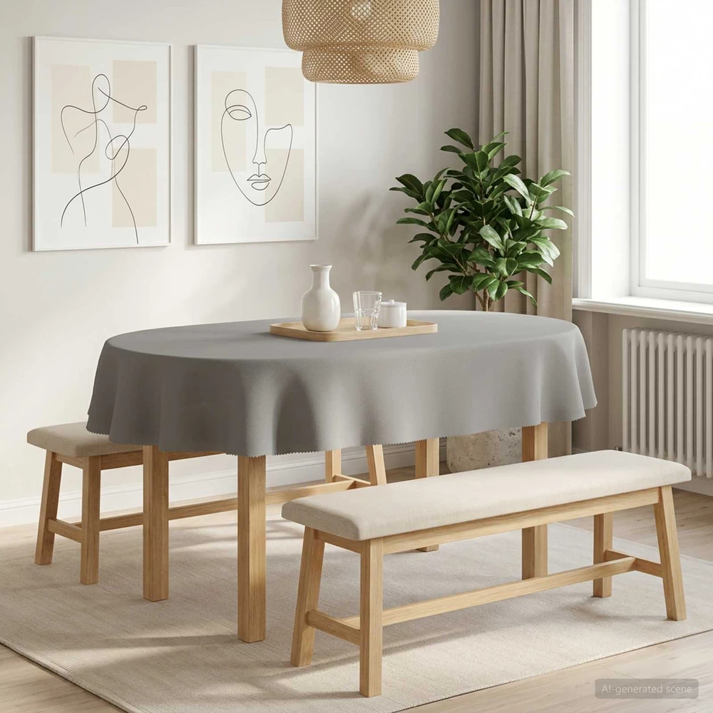 Stalo skraistė Ovalo Šviesiai pilka 160 x 220 cm Poliesteris