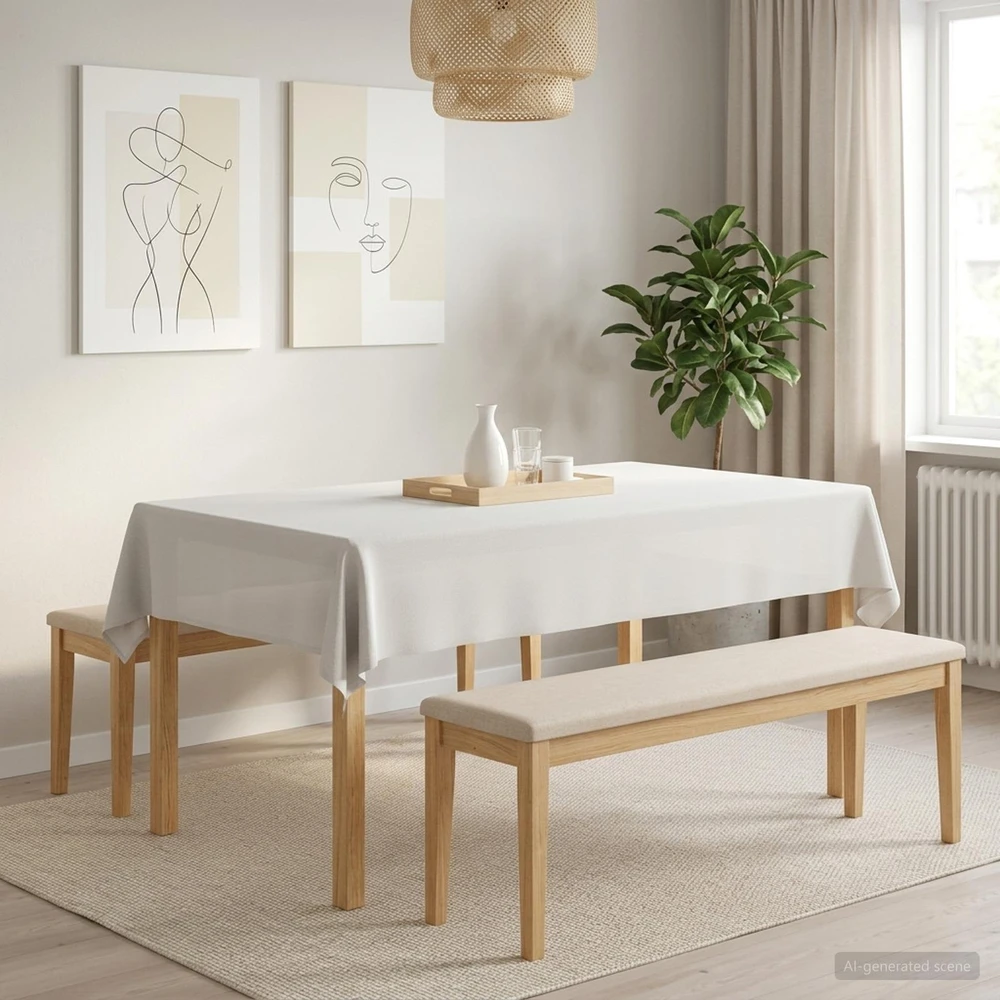 Stalo skraistė Stačiakampio Balta 140 x 260 cm
