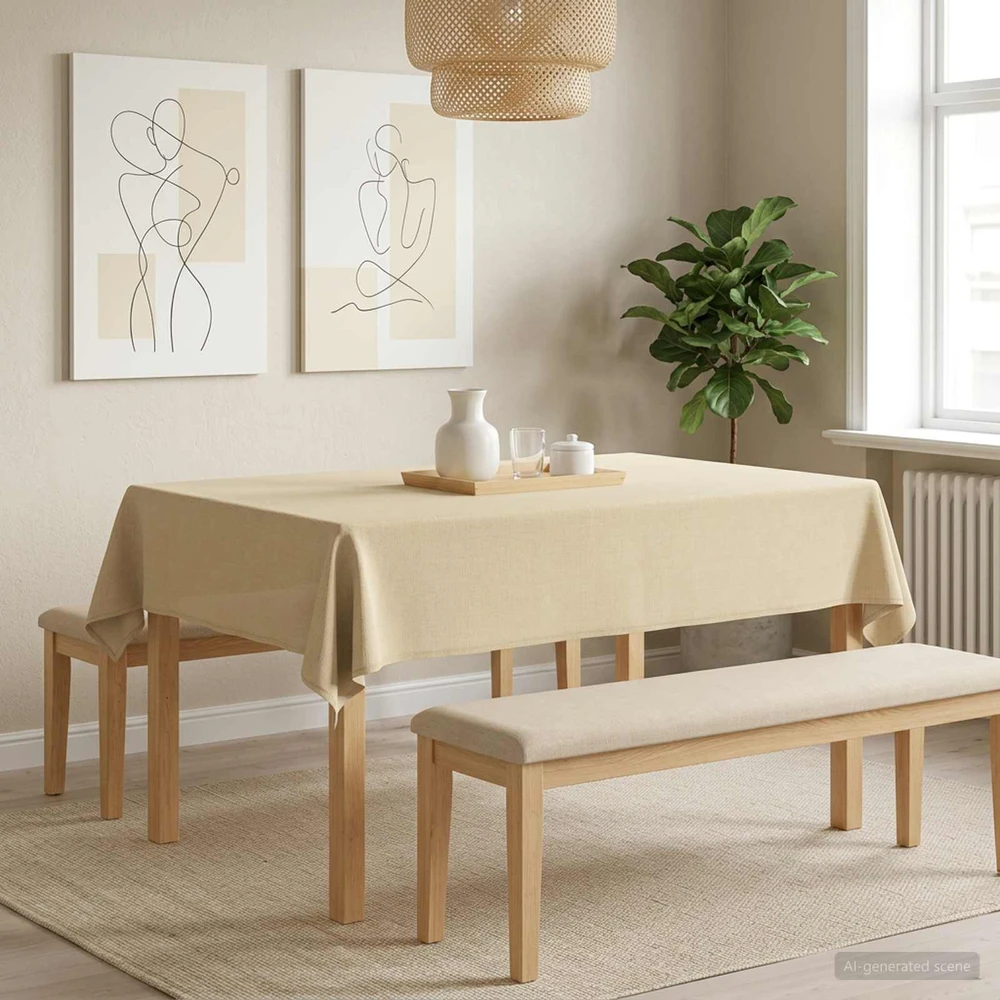Stalo skraistė Stačiakampio Kreminė balta 140 x 160 cm