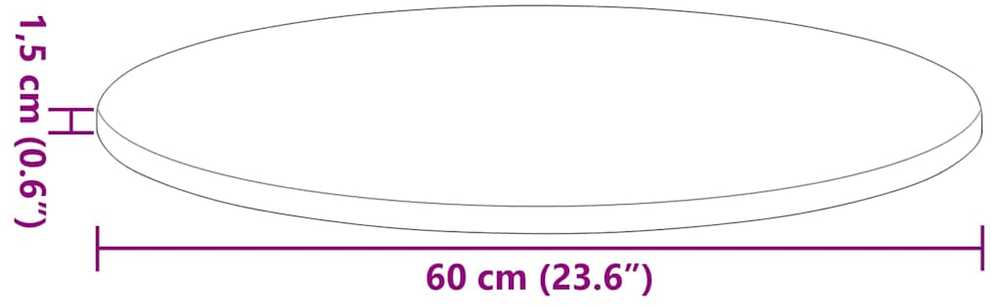 Stalo viršus Ø 60 x 1,5 cm Apvali Apdirbta mediena