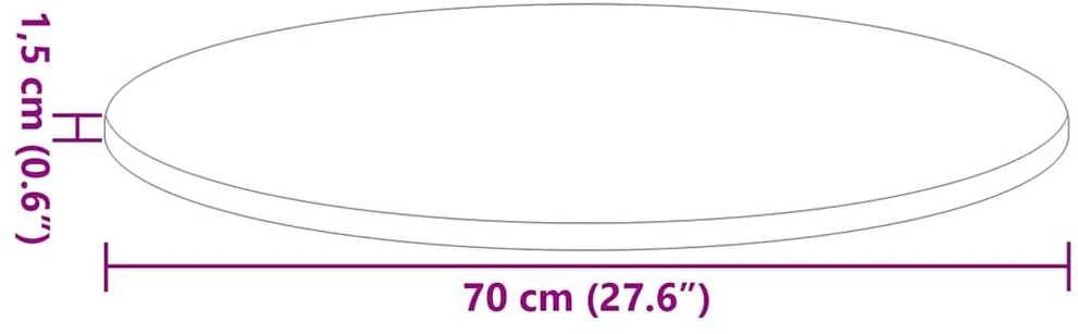 Stalo viršus Ø 70 x 1,5 cm Apvali Apdirbta mediena Juoda