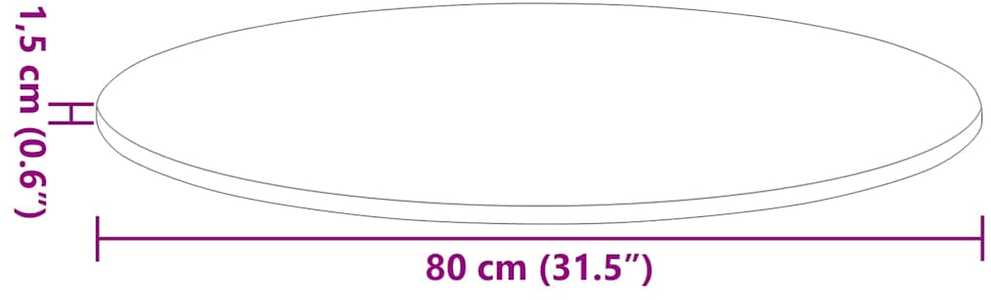 Stalo viršus Ø 80 x 1,5 cm Apvali Apdirbta mediena Juoda