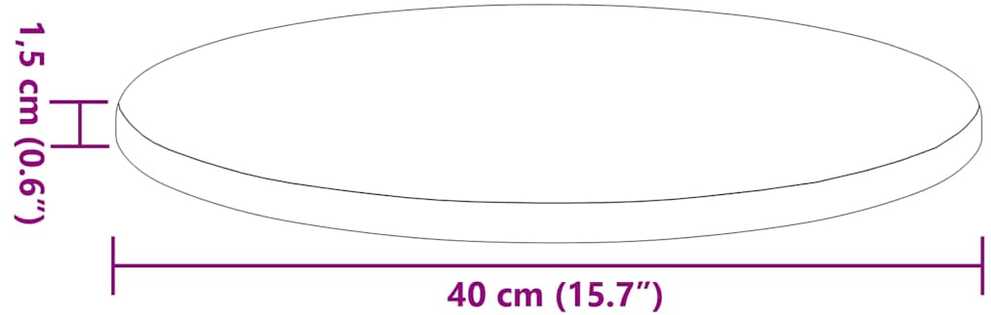Stalo viršus Ø 40 x 1,5 cm Apvali Apdirbta mediena
