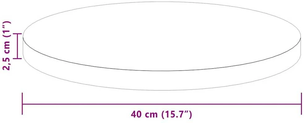 Stalo viršus Ø 40 x 2,5 cm Apvali Kietas ąžuolo medis