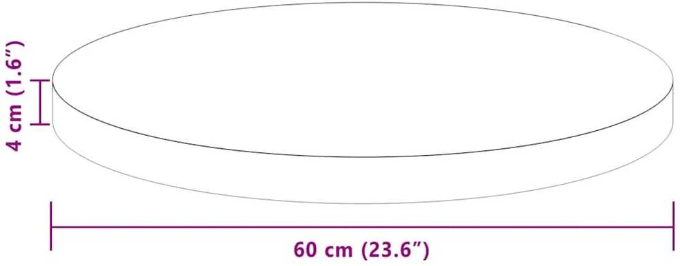 Stalo viršus Ø 60 x 4 cm Apvali Kietas ąžuolo medis