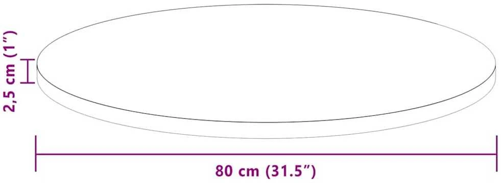 Stalo viršus Ø 80 x 2,5 cm Apvali Kietas ąžuolo medis