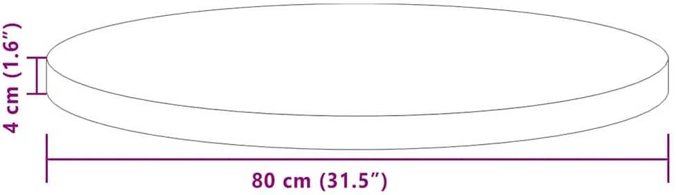 Stalo viršus Ø 80 x 4 cm Apvali Kietas ąžuolo medis